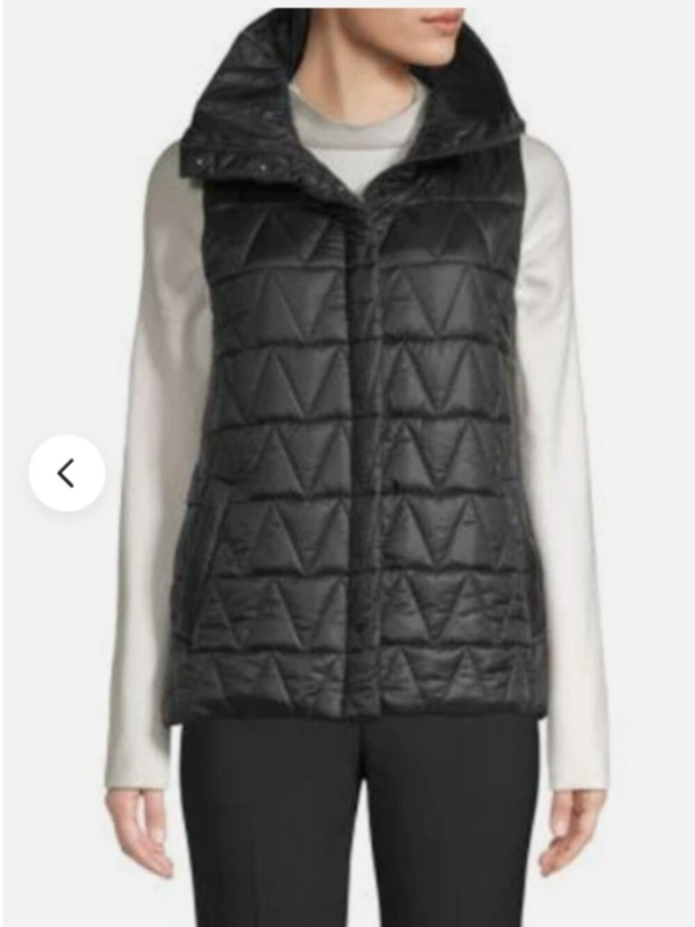 Eileen Fisher Chevron Quilted Black Puffer Vest Stand Collar size 2X